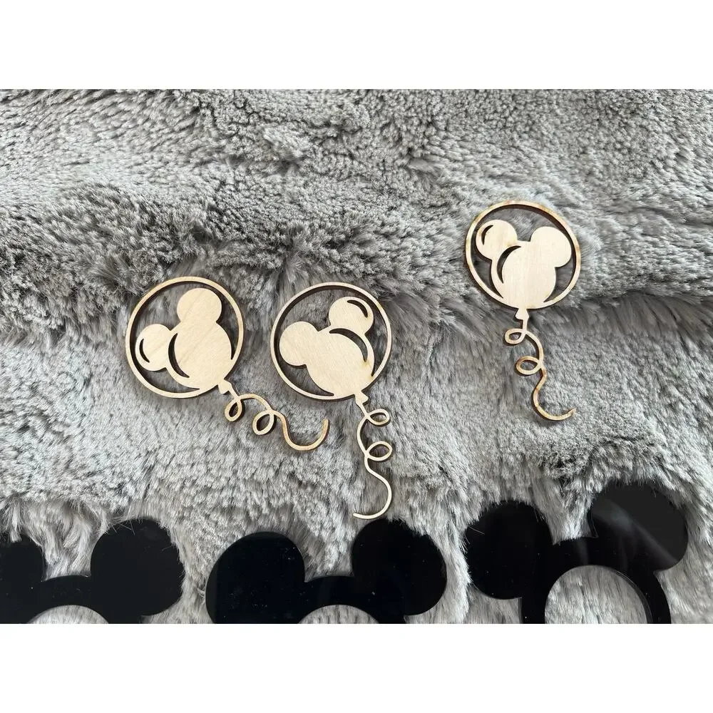 Mickey Mouse Plastic Napkin Ring Set Balloon Wood Shape Cutout Birthday Decor